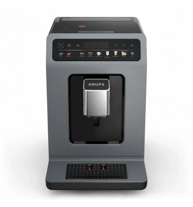 Krups Кофемашина Evidence Hot & Cold 2.3л, зерно, автомат.капучинатор, OLED диспл, авторецептов - 18, серо - черный