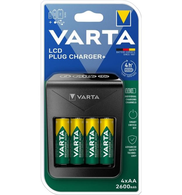 VARTA Зарядное устройство Lcd Varta Plug Charger 2хNI MH AA2600 мАч