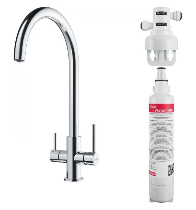Franke Смеситель для кухни Lina Clear Water, дл.излива - 272 мм, поворотный, 1+1фильтр, хром