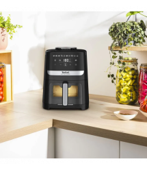 Tefal Мультипечь Easy Fry Silence Vision, 1670Вт, чаша-5л, сенсорное управл., с окошком, пластик, черный