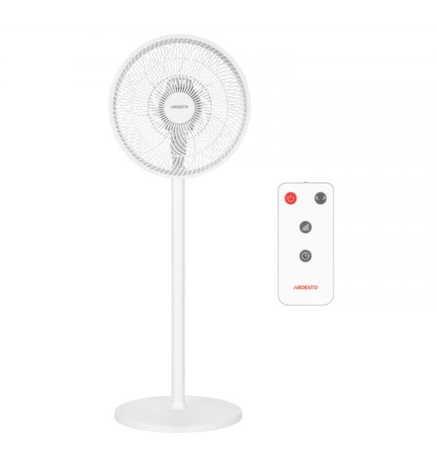 ARDESTO Вентилятор FN-B1140R напольный, 40см, 55Вт, эл. упр-ние, дисплей, таймер, пульт ДУ, опора круглая, белый