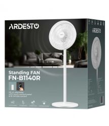 ARDESTO Вентилятор FN-B1140R напольный, 40см, 55Вт, эл. упр-ние, дисплей, таймер, пульт ДУ, опора круглая, белый