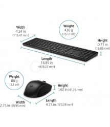 HP Комплект клавиатура та мышь HP 650, WL, EN/UK, чёрный