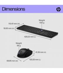 HP Комплект клавиатура та мышь HP 650, WL, EN/UK, чёрный