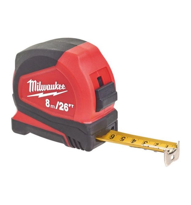 Milwaukee Рулетка Pro Compact C8-26/25, 8мх16мм, с фиксатором сматывания, АБС-пластик