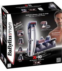 BaByliss Набор для стрижки Babyliss для головы, усов, бороды,носа и тела, сеть+акум., насадок-10, серебристый