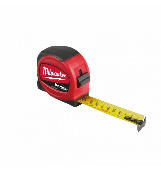 Milwaukee Рулетка Slimline S8-26/25, 8мх25мм, с фиксатором сматывания, АБС-пластик