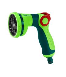 Verto Ороситель ручной, пистолетный, 1/2"-3/4", 10 функций, регулировка напора/распила воды, держатель двухкомпонентный