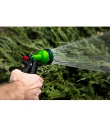 Verto Ороситель ручной, пистолетный, 1/2"-3/4", 6 функций, регулировка напора/распила воды, держатель двухкомпонентный