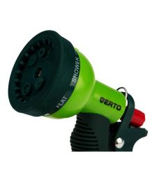 Verto Ороситель ручной, пистолетный, 1/2"-3/4", 6 функций, регулировка напора/распила воды, держатель двухкомпонентный