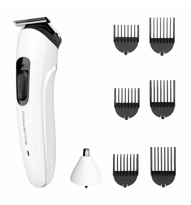 Rowenta Триммер Trim&Style для бороды, усов и головы, сеть+акум., насадок-7, сталь, белый
