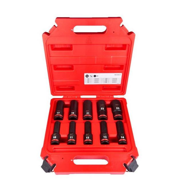 Milwaukee Набор торцевых головок, ударные, 1/2"", 10шт, 10-24мм, кейс