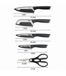 Tefal Набор ножей Tefal Comfort, 5 предметов, нержавеющая сталь, пластик, черника