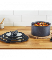 Tefal Набор стеклянных крышек Ingenio, 16см, 18см, 20см, стекло, пластик, черный