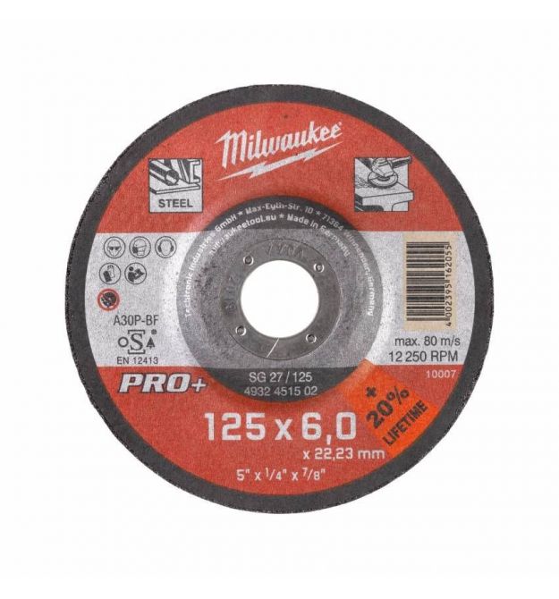 Milwaukee Диск зачистной по металлу PRO+, 125х6х22.23мм