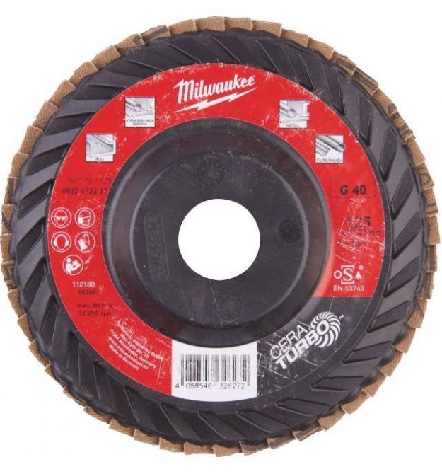 Milwaukee Диск лепестковый CERA TURBO, 125x22.2мм, K40