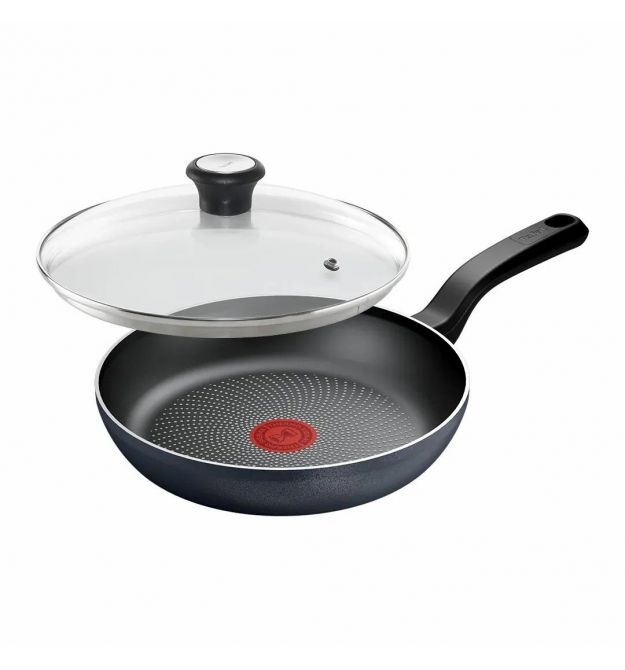 Tefal Сковорода с крышкой So' Light, 24см, алюминий, бакелит, стекло, черный