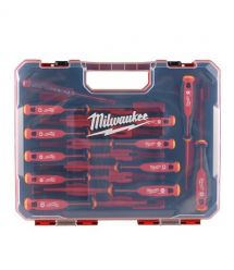 Milwaukee Отвертки набор 12шт, диэлектрические, SL,PH,PZ,TX, тестер, кейс