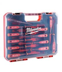 Milwaukee Отвертки набор 12шт, диэлектрические, SL,PH,PZ,TX, тестер, кейс