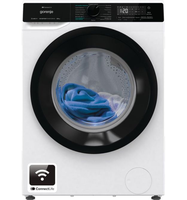 Gorenje Стирально-сушильная машина фронтальная, 8(5)кг, 1400, A+, 51см, дисплей, инвертор, Wi-Fi, белый