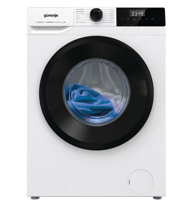Gorenje Стиральная машина фронтальная, 8кг, 1400, A+++, 55см, дисплей, пар, инвертор, белый