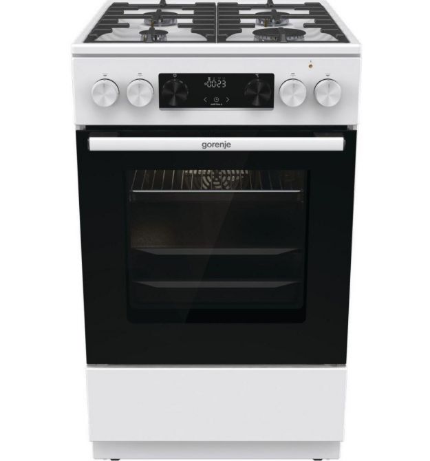 Gorenje Плита комбинированная, 7,0 л, 50x60 см, дисплей, чугун, белый