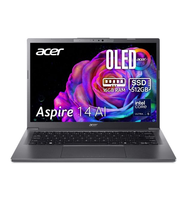 Acer Ноутбук Aspire 14 A14-52M 14" WUXGA OLED, Intel U5-226V, 16GB, F512GB, UMA, Win11, серый