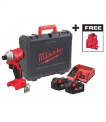 Milwaukee Винтоверт ударный аккумуляторный M18 BLIDRC-402C 18В АКБ 2х4А·час 0-3600об·мин 190Нм ЗП M12-18C жилетка кейс 1.3кг