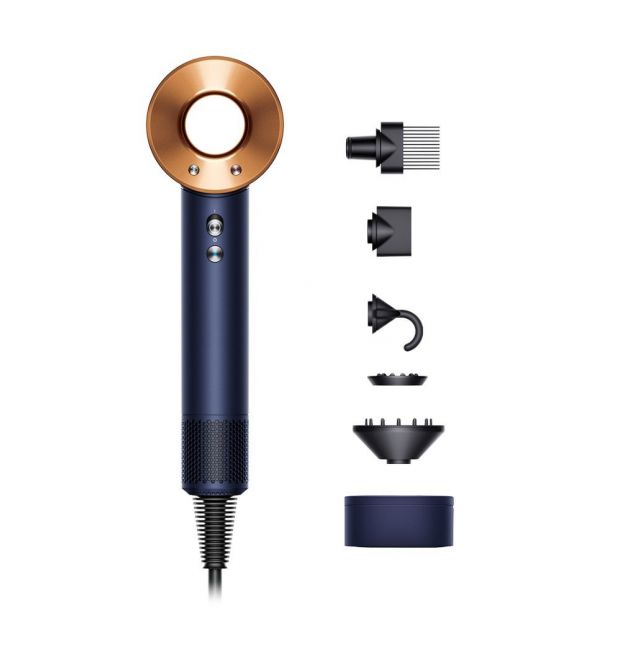 Dyson Фен HD07 Supersonic Prussian Blue/Rich Copper, 1600Вт, режимов-4, ионизиция, хол. обдув.. кейс для хранения, сине-медный