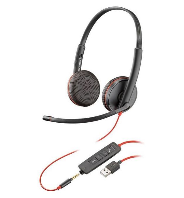 Poly Гарнитура компьютерная стерео On-ear Blackwire 3225 HS, USB-A, 3,5 мм, всенаправленный, черный