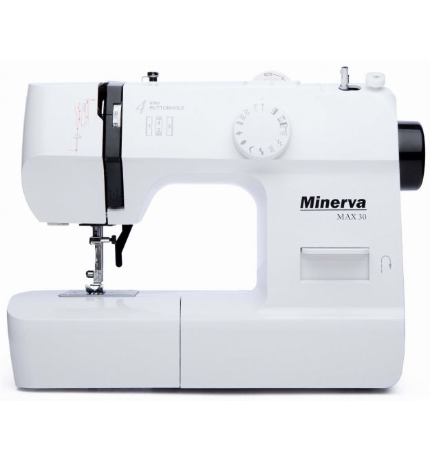 Minerva Швейная машина Max30, электромех., 71 Вт, 13 швейных операций, петля полуавтомат, белый
