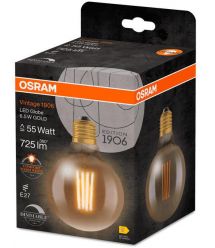 Osram Лампа LED E27 6.5Вт 2700К 725Лм G95 филаментная диммируется Vintage 1906