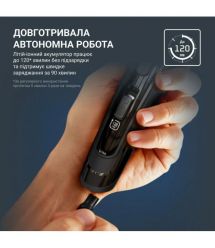 Rowenta Машинка для стрижки Advancer, сеть+акум., роторный мотор, насадок-3, кейс, титан.напыл., синий