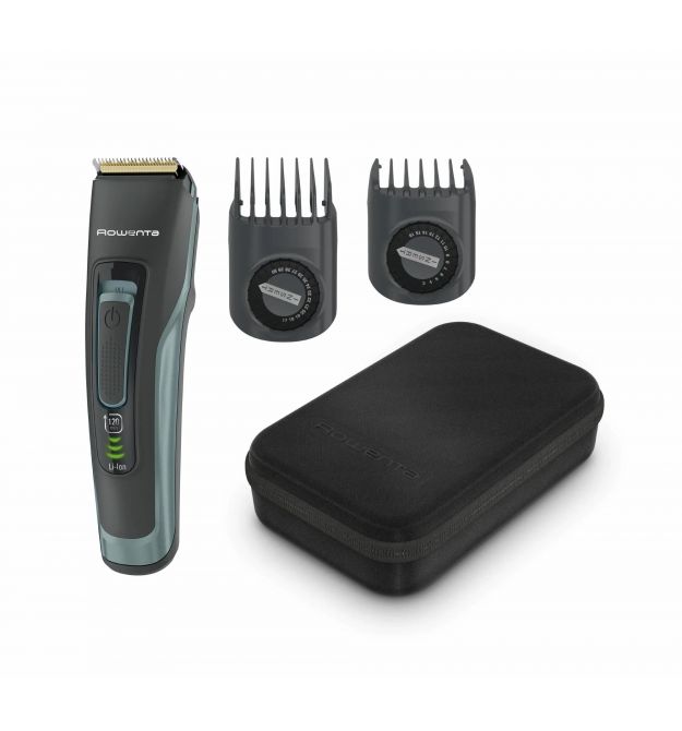 Rowenta Машинка для стрижки Advancer, сеть+акум., роторный мотор, насадок-2, кейс, титан.напыл., зеленый