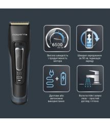 Rowenta Машинка для стрижки Advancer, сеть+акум., роторный мотор, насадок-2, кейс, титан.напыл., зеленый