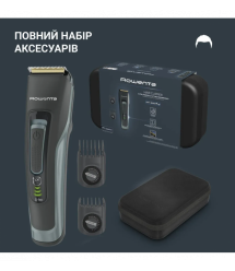 Rowenta Машинка для стрижки Advancer, сеть+акум., роторный мотор, насадок-2, кейс, титан.напыл., зеленый