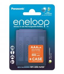 Panasonic Аккумулятор Eneloop NI-MH AAA 800 мАч, 4 шт, с кейсом для хранения