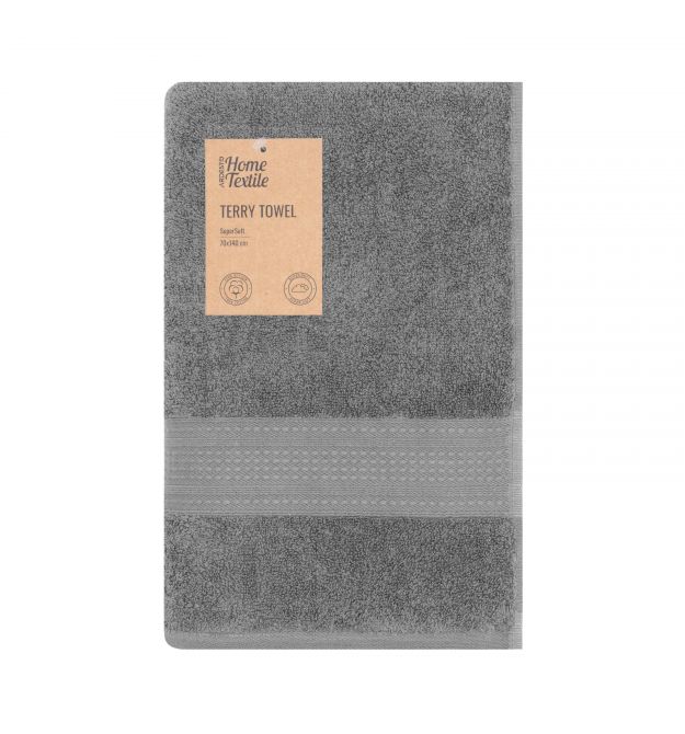ARDESTO Полотенце махровое SuperSoft 70х140см, 100% хлопок, сірий