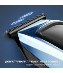 Rowenta Машинка для стрижки Barber Experience, сеть+акум., роторный мотор, насадок-5, кейс, нерж. сталь, синий