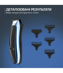 Rowenta Машинка для стрижки Barber Experience, сеть+акум., роторный мотор, насадок-5, кейс, нерж. сталь, синий