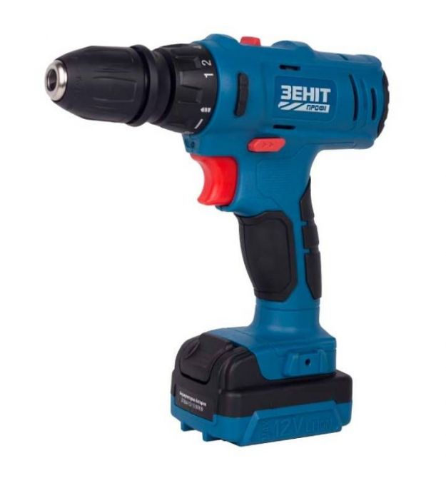 ZENIT Шурупокрут-дриль акумуляторний Профі ЗПША-12/15 DFR/B 12В 2х1.5А·год 25Нм 350·1500об·хв 1кг