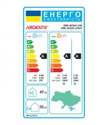 ARDESTO Кондиционер CoolSmart 70м2 инвертор 24000BTU 7.0кВт A/A -15°С Wi-Fi R32 белый