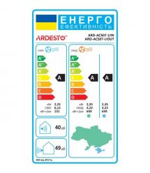 ARDESTO Кондиционер CoolSmart 20м2 инвертор 7000BTU 2.0кВт A/A -15°С Wi-Fi R32 белый