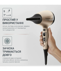 Rowenta Фен Pro Expert Tresor Collection, 2200Вт, режимов-3, иониз-я, дифузор, 2 концентратора, хол. обдув, бронзовый