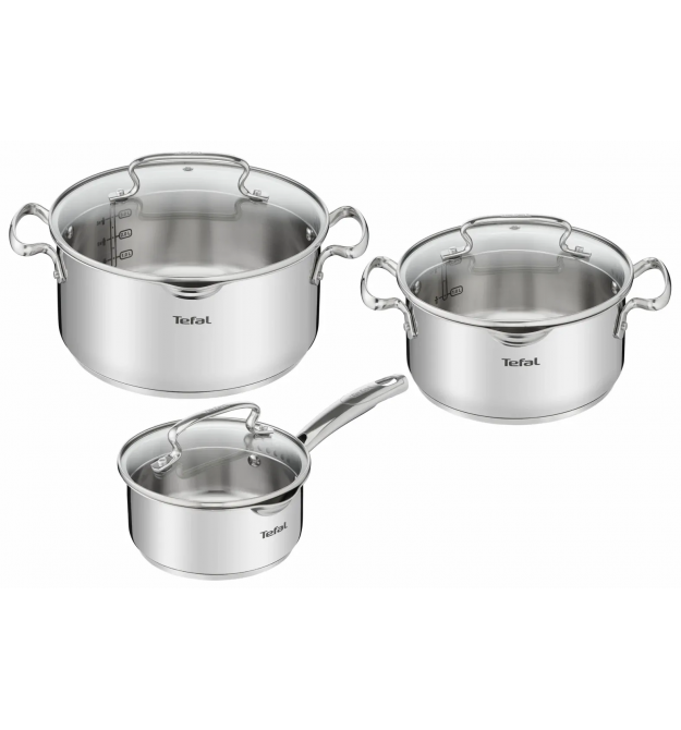 Tefal Набор посуды DUETTO+, 6 предметов, нержавеющая сталь, стекло
