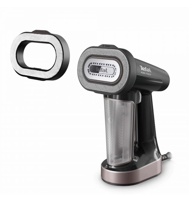Tefal Отпариватель компактный Pure Force, 1800Вт, 180мл, постоянный пар - 35гр, керам. подошва, черно-розовый