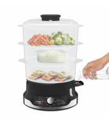 Tefal Пароварка Convenient, 800Вт, чаша-9л, резервуар для воды -1л, механическое управл., пластик, черный