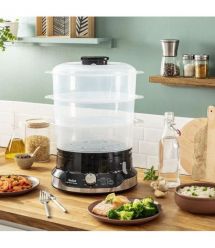 Tefal Пароварка Convenient, 800Вт, чаша-9л, резервуар для воды -1л, механическое управл., пластик, черный