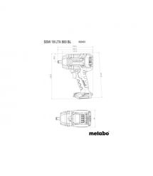 Metabo Гайковерт ударный аккумуляторный SSW 18 LTX 800 BL, 18В, 1200Нм, М24, 0-2575об/мин, 1.95кг, без АКБ и ЗУ
