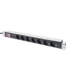 Digitus Устройство распределения электропитания 1U, 7xSchuko, 16A, 250V, выключатель, OLP, вилка Schuko